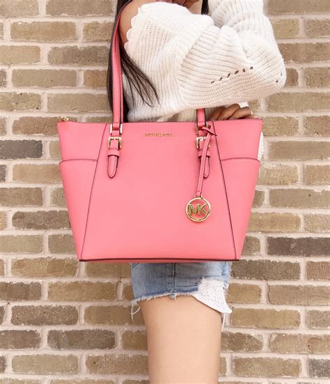 michael kors top zip tote red|largest michael kors tote.